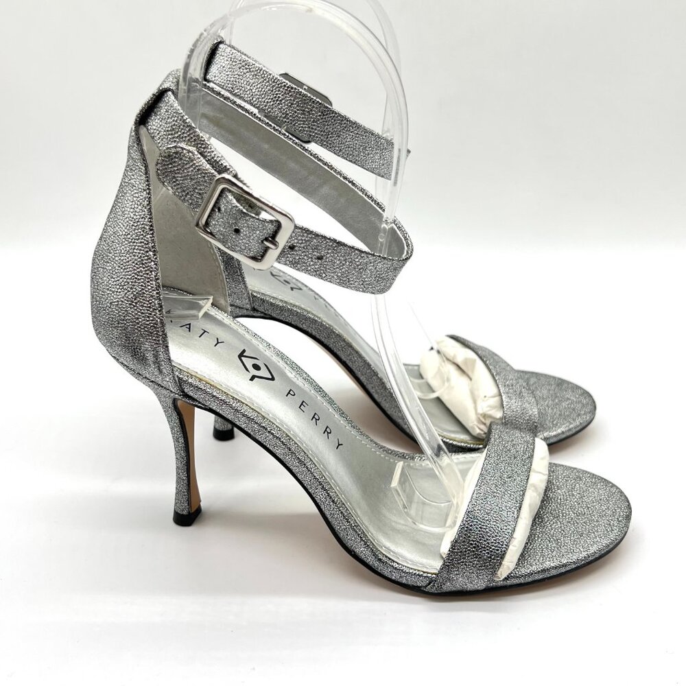 Katy Perry‎ Womens Size 6 6M The Melly Silver Heels Dress Sandals Shoes